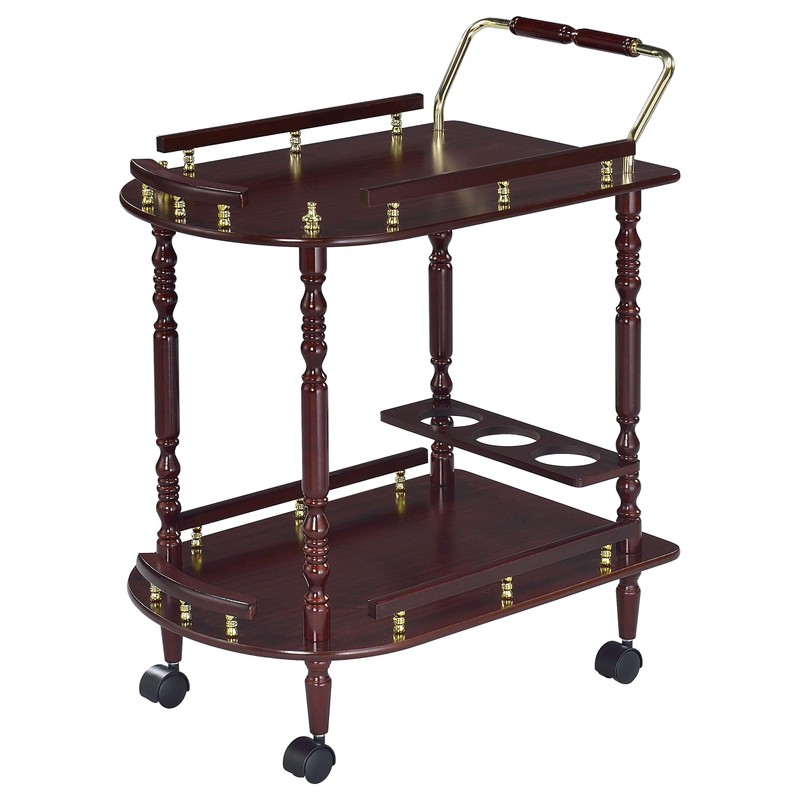 Coaster CO- Serving Cart Accents, Merlot and Brass