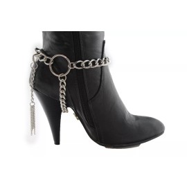 Unbranded Women Rider Boot Bracelet Silver Metal Chain Anklet Shoe Charm Bling Biker Ring