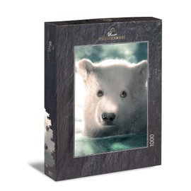 Ulmer Puzzleschmiede - Snowflake Puzzle - Cute Polar Bear Baby 1000 Piece Puzzle - The Little Polar Bear with the Faithful Look is a Sophisticated Animal Puzzle for Adults