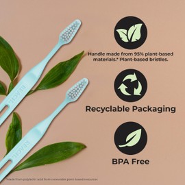 Reach Clean World Plant-Based Toothbrush, Soft Bristles, Vegan Friendly, Recyclable Packaging, 3 Count