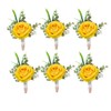 Ansofi Yellow Set of 6 Boutonniere for Best Men Groom