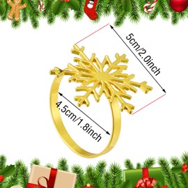 6 Piezas Anillos de Servilleta de Copo de Nieve de Navidad Anillos Soportes de Servilleta para Decoración de Mesa de Fiesta de Navidad (Oro)