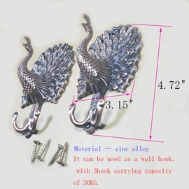 Ailejia 1Pair Peacock Curtain Holdbacks Zinc Alloy Wall Hook Hanging Ball Straps Wall Mounted Curtain (Purple)