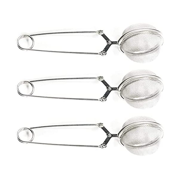 3 Pieces Snap Ball Tea Strainer with Handle, Mesh Tea Infuser with Handle for Loose Leaf Tea and Mulling Spices, Stainless Steel Tea Strainers for Tea Coffee Beans Spices and Spices