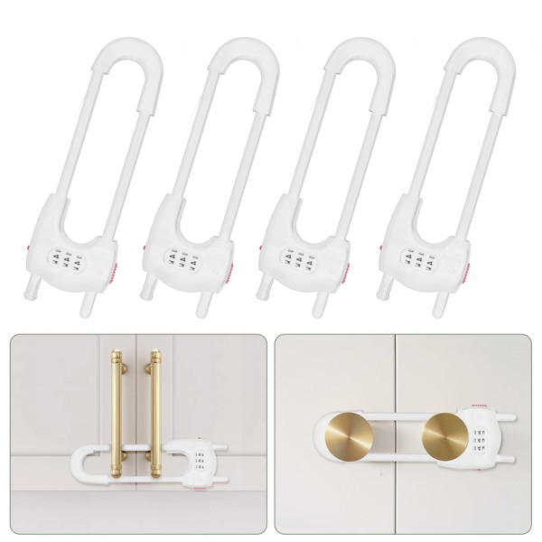 Upgrade 4 Packs Sliding Cabinet Locks, Baby Proofing U-Shaped Child