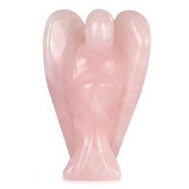 Artistone 2.0" Rose Quartz Crystal Angel Figurines Christmas Decorations Hand Carved Gemstone Pocket Pray Peace Angel Statue Decor Crystal and Healing Stones