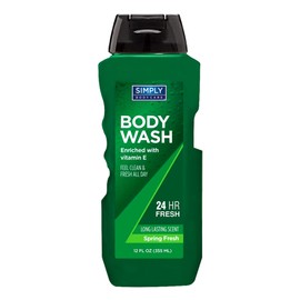 Simply BodyCare Body Wash 12 Fl oz - Enriched with Vitamin E, Feel Clean and Fresh All Day, 24 Hrs Fresh, Long-Lasting Spring Fresh Scent, Gentle and Moisturizing for All Skin Types, Pack of 1