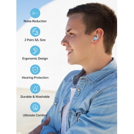 Ear Plugs for Sleeping Noise Cancelling 2 Pairs Noise Reduction Earplugs for Sleep Soft Silicone Hearing Protection Earplug for Snoring Work Construction Noise Sensitive Light Blue