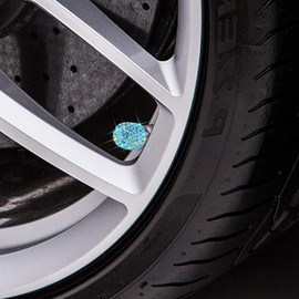 SAVORI Valve Stem Caps, 4 Pack Handmade Crystal Rhinestone Universal Car Tire Valve Caps Chrome,Attractive Dustproof Bling Car Accessories(Blue)