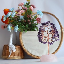 JMJDYITAO Natural Amethyst Chakra Tree of Life，Home and Office Desk Décor, Feng Shui Money Bonsai Trees for Postive Energy, Wealth, Good Luck, Protection, Reiki Healing Crystals and Stones (Purple)