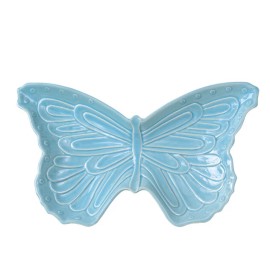 Andrea by Sadek NEW Andrea by Sadek Aqua Porcelain Butterfly Plate Trinket Tray 9.75 inch