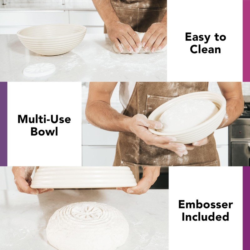 Talisman Designs Bread Proofing Basket with Decorating Embosser, 9 inch,