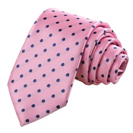KissTies Mens Pink Tie Mens Polka Dots Necktie Holiday Ties + Gift Box