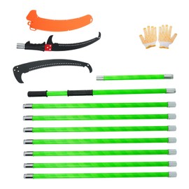 findmall 30ft Manual Pole Saw Extendable Tree Pruner Sharp Steel Blade High Branches Trimming for Pruning Palms and Shrubs with 9 Long Handles No with Scissors Green