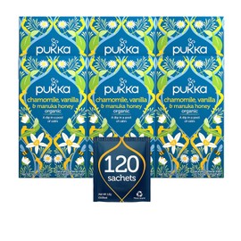 Pukka Organic Tea Bags, Chamomile, Vanilla & Manuka Honey Herbal Tea, Perfect for Moments of Calm, 20 Count (Pack of 6) 120 Tea Bags