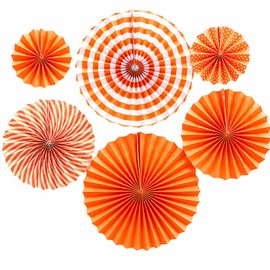 Mitoland Paper Fans Set of 6 (3 Sizes) Party Wedding Celebration Anniversary Halloween Festival Event Home Party Orange