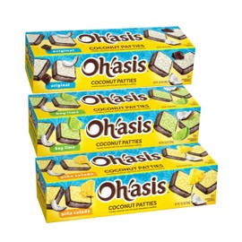 Coconut Patties, Chocolate, Oh Asis! Anastasia Coconut Patties Original, key Lime Patties and Pina Colada Patties, (3 count) 10oz, Variety pack