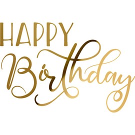 Transparent Decal Stickers of Happy Birthday (Metallic Gold) Premium Waterproof Vinyl Decal Stickers for Laptop Phone Accessory Helmet Car Window Mug Tuber Cup Door Wall Decoration ANDVER1d46686GOFBA