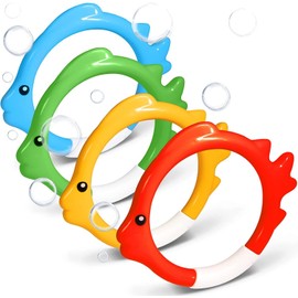 Novelty Place 4Pcs Fish Shape Diving Ring Set Underwater Swimming Pool Play Accessories
