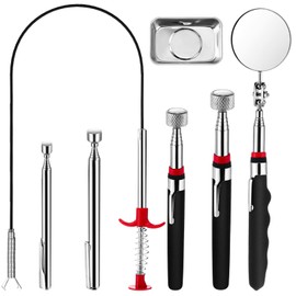 Tioncy 7 Pcs Telescoping Magnetic Pickup Tool Includes Magnetic Tools Telescoping Inspection Mirror Flexible Small Claw Grabber Tool Magnetic Tray Christmas Gifts for Men Husband Handyman Mechanic