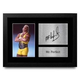 HWC Trading FR A4 Mr Perfect Gifts Signed Mounted Photo Display For WWE & WWF Memorabilia Fans - A4 Framed