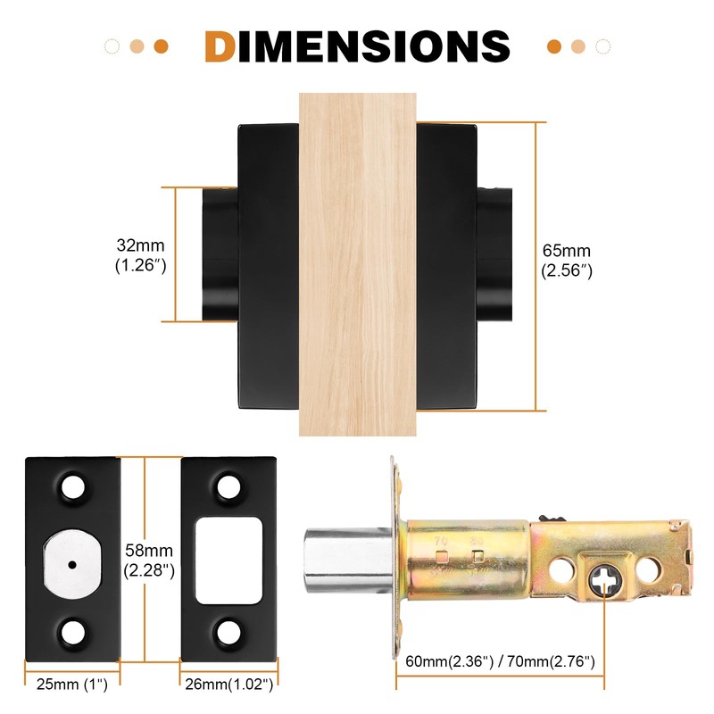 Probrico Black Double Cylinder Deadbolt,Keyed Both Side,Residential Security Square Door