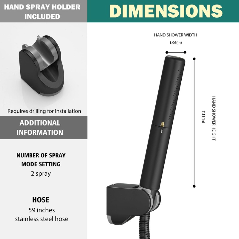 Homipro Matte Black Brass 2 In 1 Function High Flow