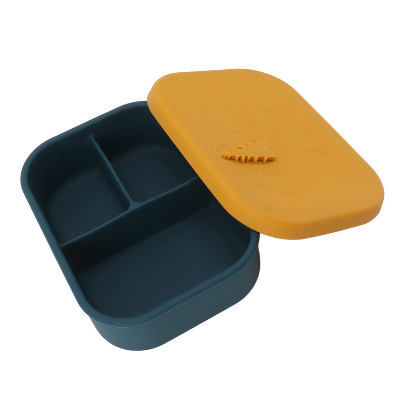 Silicone Bento Lunch Box Rectangle Leakproof 3 Compartment Divided Food
