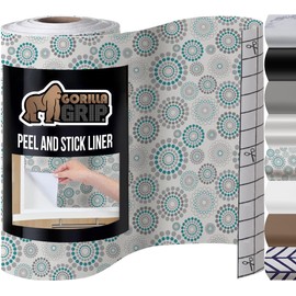 GORILLA GRIP Peel and Stick Paper, Removable Cover for Books, Shelves, Countertops, Drawers, Cabinets and Crafts, Easy Install Kitchen Decor, Shelf, Drawer, Cabinet Liners, 17.5 in x 20 FT Spiral Turq