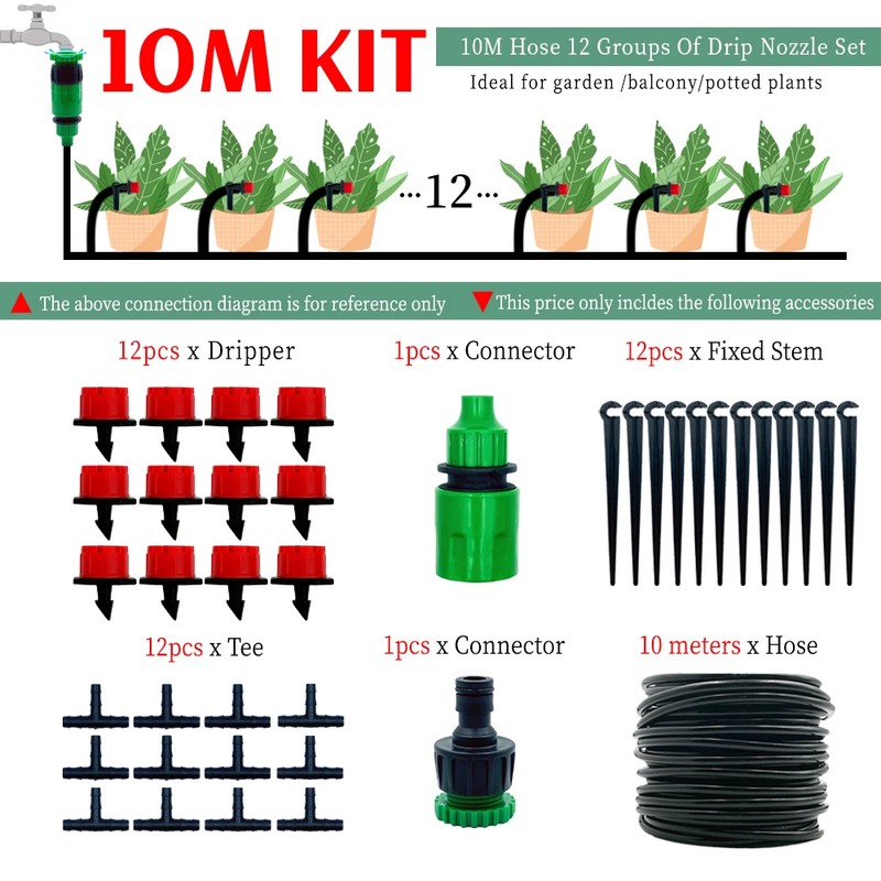 Drip Irrigation Kit for Garden & Greenhouse – 10M–30M Micro