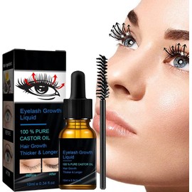 Bluemega Aceite de Ricino para Pestañas y Cejas Crecimiento del Cabello, Suero para el Crecimiento