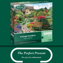 Falcon Cottage Gardens - 1000 Piece Jigsaw Puzzle for Adults - Beautifully Illustrated 1000Pc Adults Jigsaw Puzzle - Fun Activity for Home, Puzzles for Rainy Days, Birthday Jumbo