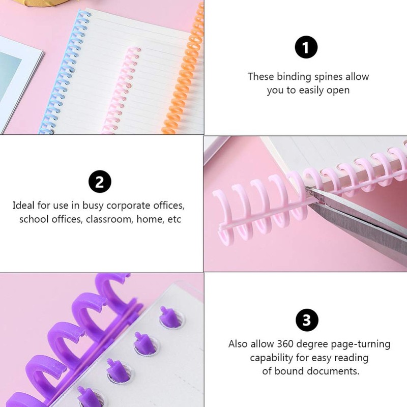 Mobestech 10pcs Notebook Spine Coils, Plastic Binding Spirals, DIY Notebook