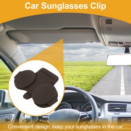 X AUTOHAUX Car Sunglasses Clip with Magnetic Universal Sun Visor Sunglasses Holder for Car Suede Brown 16x10cm 1 Pc