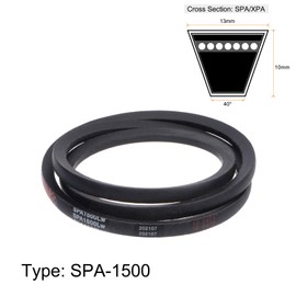 sourcing map SPA-1500 V-Belts Drive Belt 1500mm Pitch Girth 13mm Width 10mm Height Rubber for Power Transmission