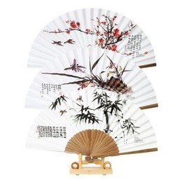 Park's Sangbang line new fan - including fan holder + knot, plum blossom / 박씨상방 줄선대 신형 부채-부채집+매듭포함, 매화