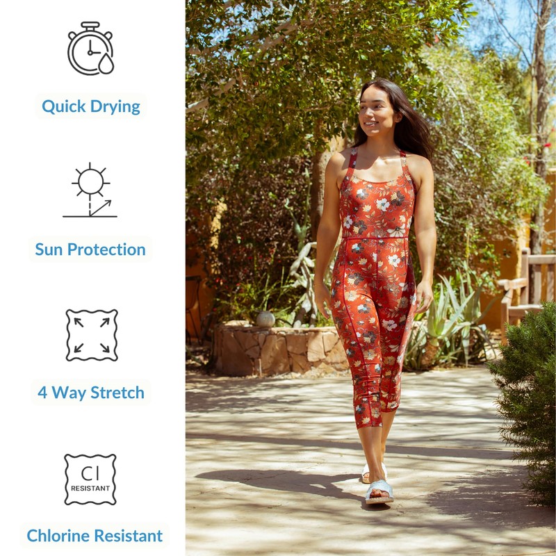 Sporti Active Solid One Piece Cropped Swim Unitard - Amethyst