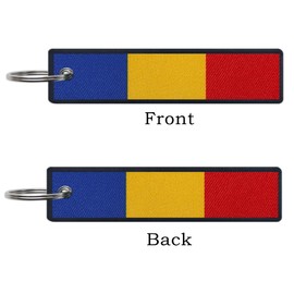 JAVD Romania Flag Keychain Tag with Key Ring - Keys, Cars, Motorcycles, Backpacks, Luggage and Gifts - EDC (3 Pack), Green, Medium