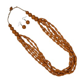 Rosemarie & Jubalee Conjunto de joyería elegante de collar y arete de abalorio de múltiples hebras para mujer, 30 pulgadas + extensor de 2 pulgadas, Metal, howlita