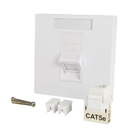Labgear Single Angle Keystone Ethernet Socket CAT5e RJ45 Faceplate, 1-Gang Wall Socket - White with Colour-Matched Inserts 86x86mm