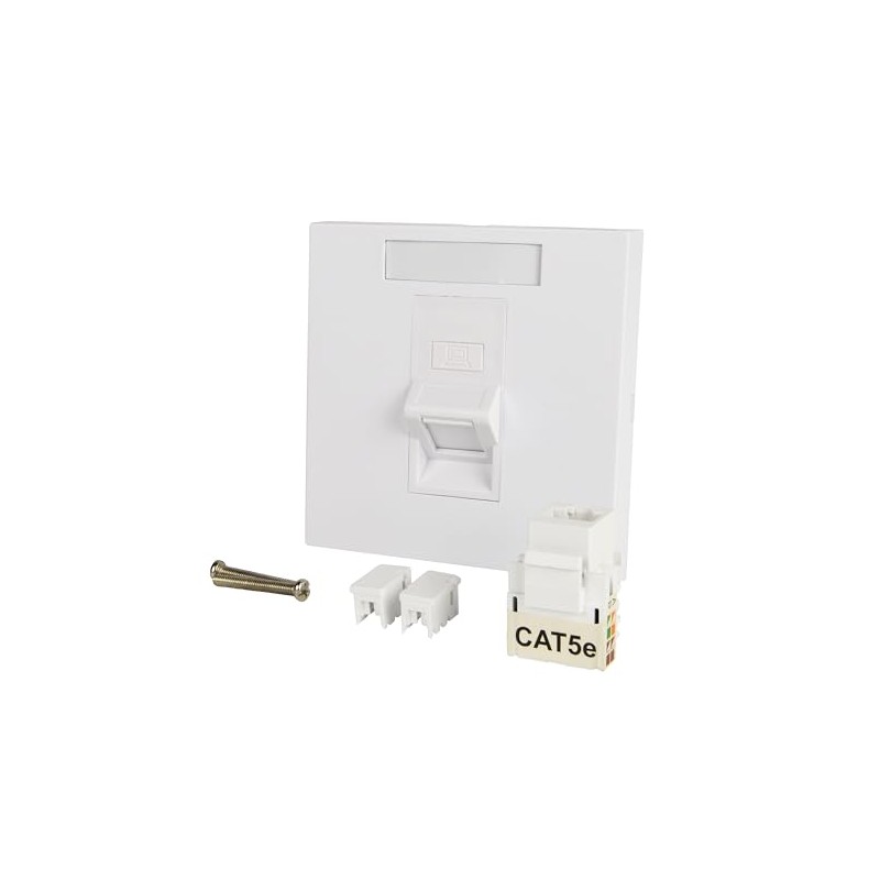 Labgear Single Angle Keystone Ethernet Socket CAT5e RJ45 Faceplate, 1-Gang