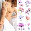 Tazimi 16 Sheets X-Ray Flower Temporary Tattoos for Women, Xray