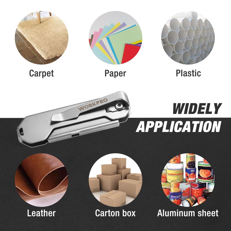 WORKPRO 2PCS EDC Folding Utility Knife, Mini Box Cutter with