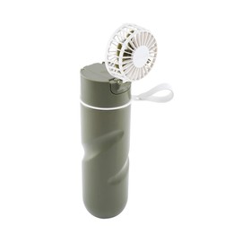 O2COOL Breezy Sip Water Bottle With Removeable Handheld Battery Powered Fan 22oz (Olive)