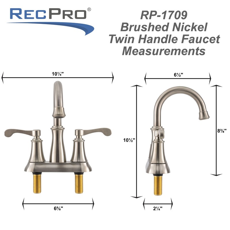 RecPro RV Bathroom Faucet Tall Spout Brushed Nickel with Drain