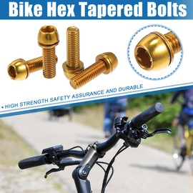 A ABSOPRO Bicycle Stem Screw Fixing Screw Handlebar Stem Bolt Bike Stem Screws MTB Bicycle Taper Bolt Screw M6x20mm Socket Cap Screws Steel Gold Tone 10pcs