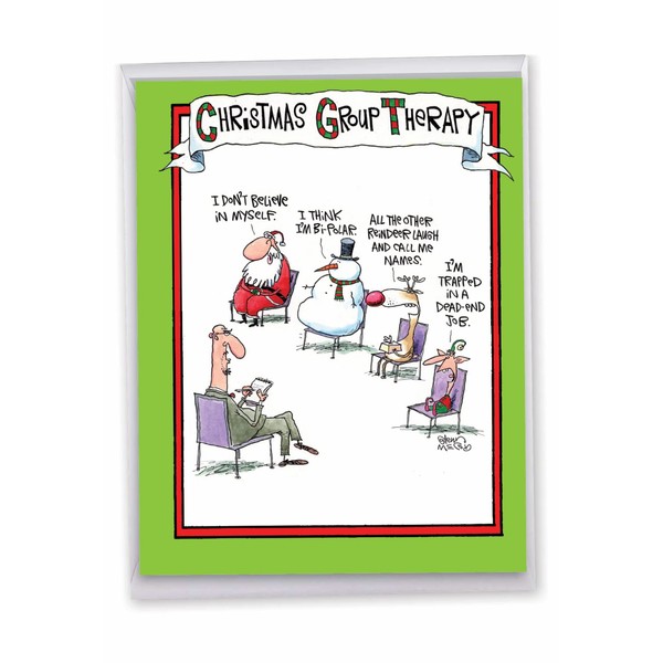 J5799XSG Jumbo Funny Christmas Card: Group Therapy With Envelope (Extra