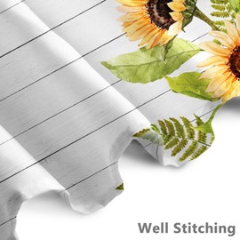 Renaiss 72x72 Inch Rustic Sunflower Shower Curtain Farmhouse Yellow Flowers Butterfly on Rustic Wooden Plank Farmhouse Shower Curtains for Bathroom Decor Waterproof Polyester Fabric with Hooks