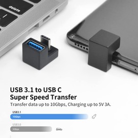 Poyiccot USB C to USB 3.1 Adapter 10Gbps, U Shape 180 Degree USB C to USB Adapter Converter ，USB C Male to USB Female Adapter 3.1 Gen 2 Double Side Transfer Compatible with iMac, MacBook Pro, 2Pack
