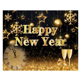YYNXSY 7x5FT Happy New Year Backdrop Black and Gold Photography Background Cheers to The New Year Eve Party Backdrop Decoration Supplies Photo Booth Props Photography Backdrop YY-11502